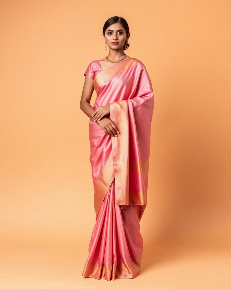 Rosewood Rose Kanchipuram — Rose Pink Pure Kanchipuram silk